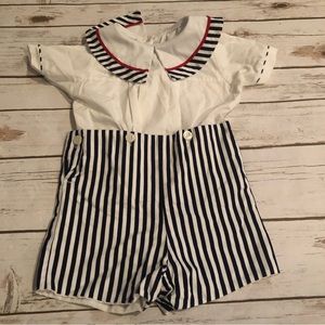 Mondays child navy striped romper